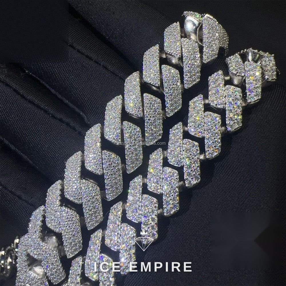 Iced Out 925 Silver Moissanite Cuban Chain