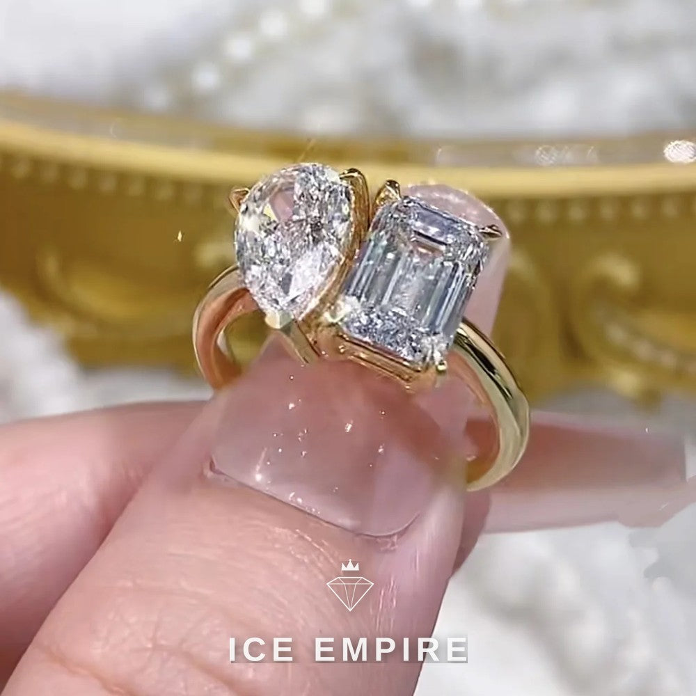 Iced Out 10K Gold Lab Grown Diamond Ring