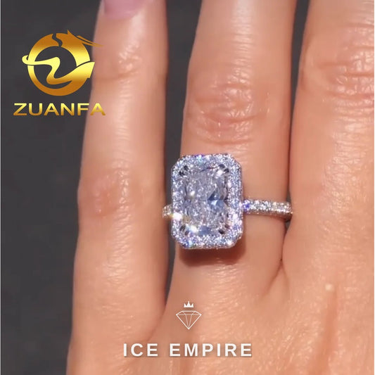 Iced Out 10K Gold Moissanite Engagement Ring
