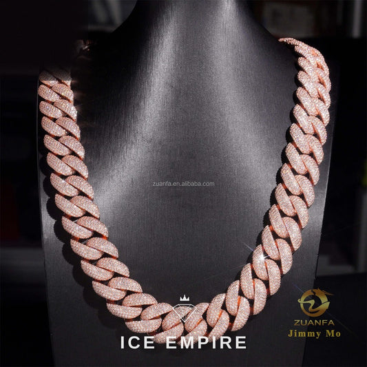 Iced Out Rose Gold Moissanite Cuban Chain