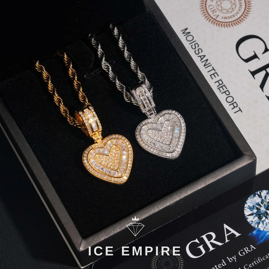 Iced Out Heart 925 Silver Pendant