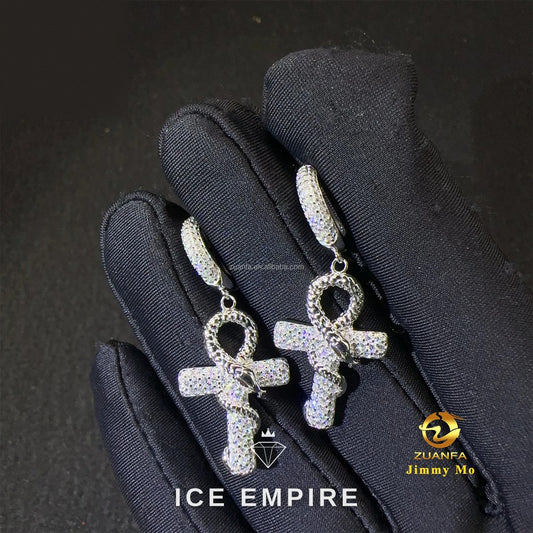 Iced Out 925 Silver Moissanite Hoop Earrings
