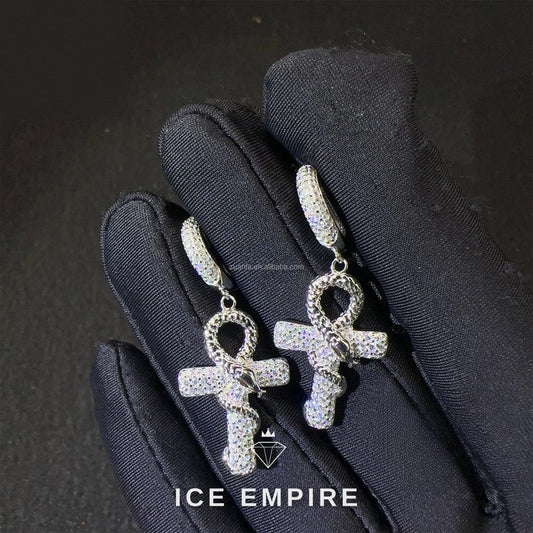 Iced Out 925 Silver Moissanite Hoop Earrings