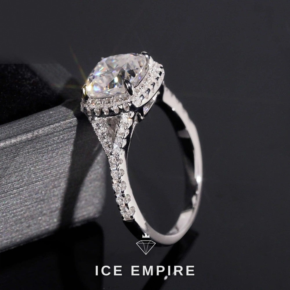 Iced Out Cluster Rose Gold Plated Moissanite Wedding Band
