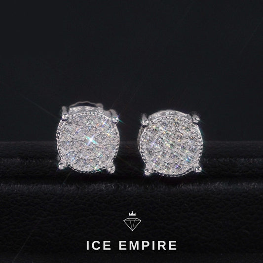 Iced Out Cluster 925 Silver Lab Grown Diamond Earrings