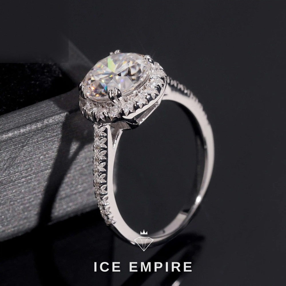 Iced Out 925 Silver Moissanite Engagement Ring