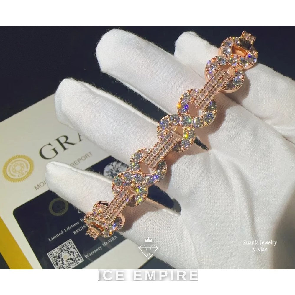 Iced Out Rose Gold Plated Moissanite Cuban Chain