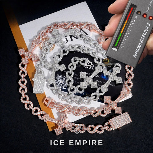Iced Out Baguette Rose Gold Plated Moissanite Cuban Chain