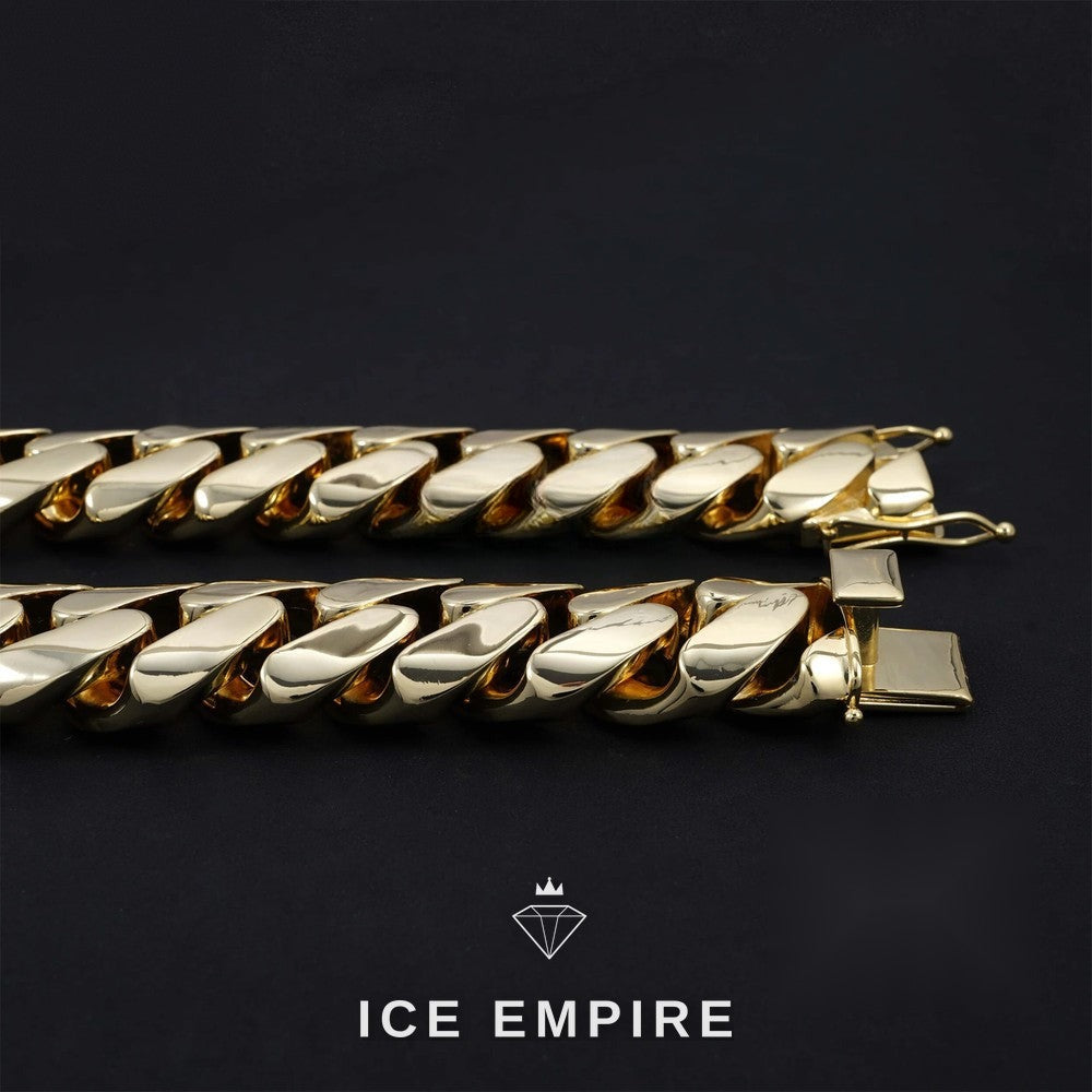 Iced Out 14K Gold Cuban Chain