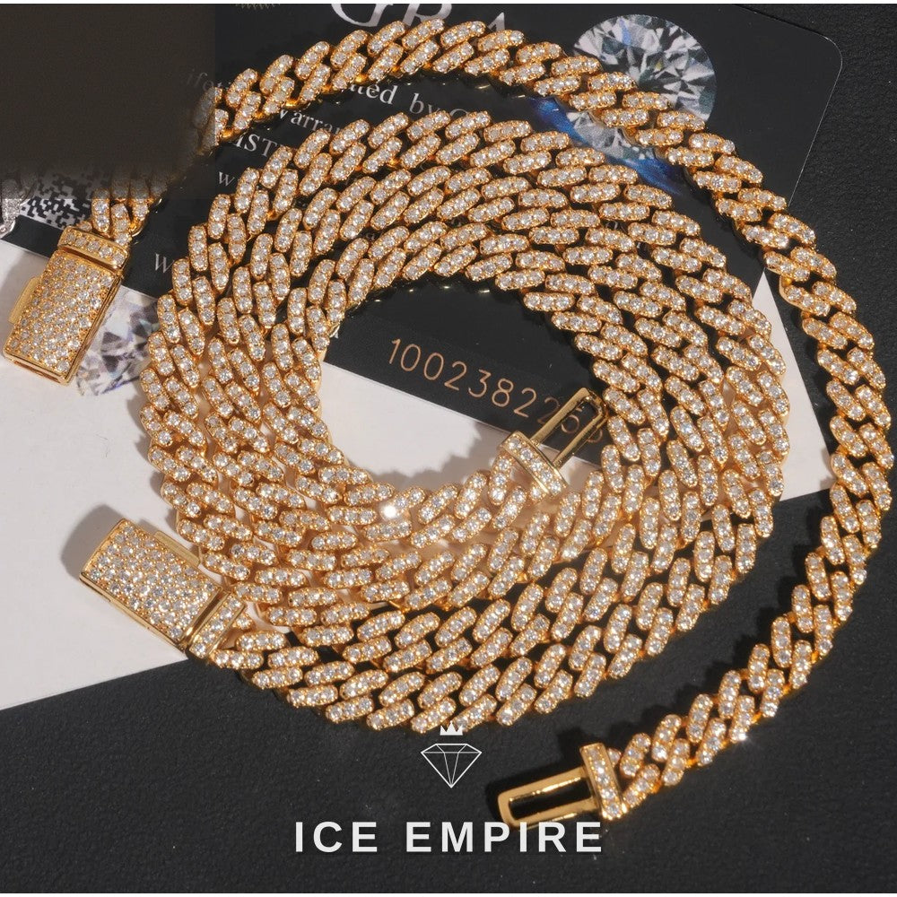 Iced Out Gold Plated Moissanite Cuban Chain