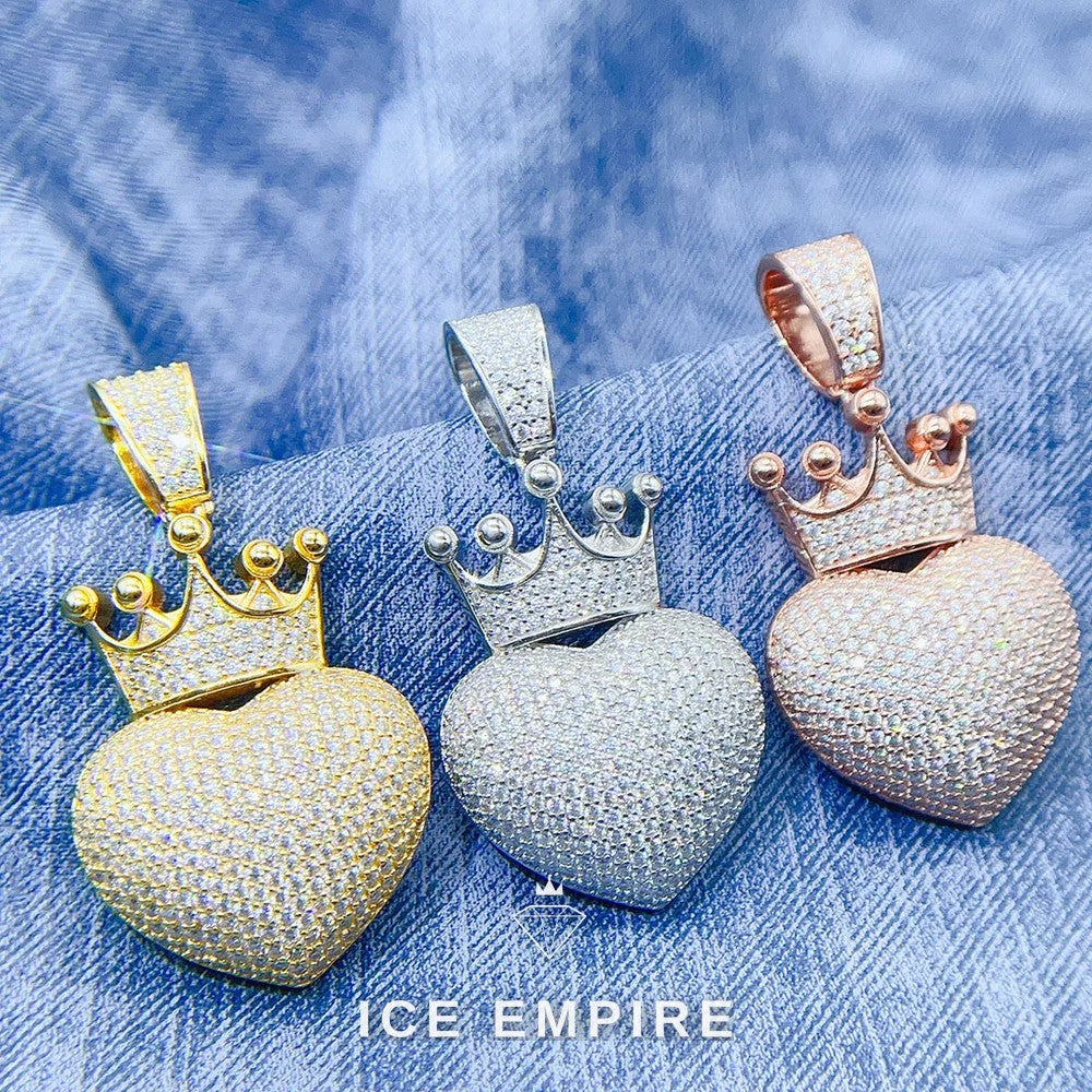 Iced Out Heart Rose Gold Plated Pendant