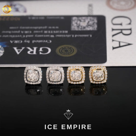 Iced Out 925 Silver Moissanite Stud Earrings