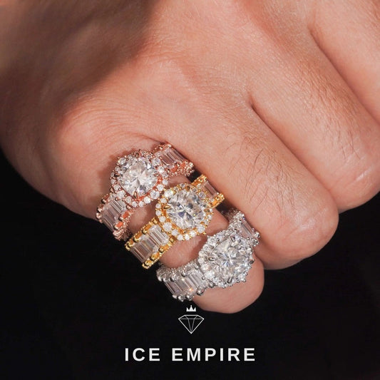 Iced Out Rose Gold Plated Moissanite Engagement Ring
