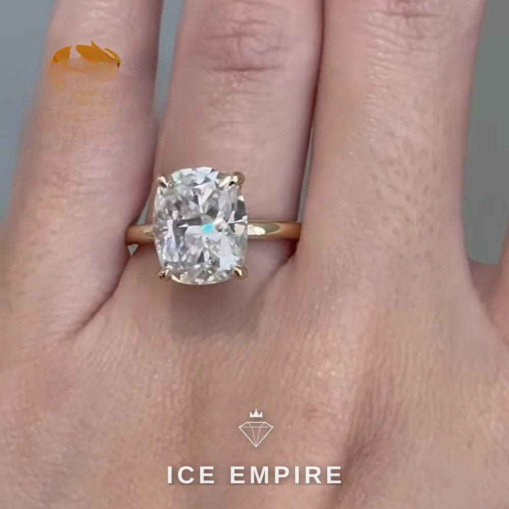 Iced Out 10K Gold Moissanite Engagement Ring