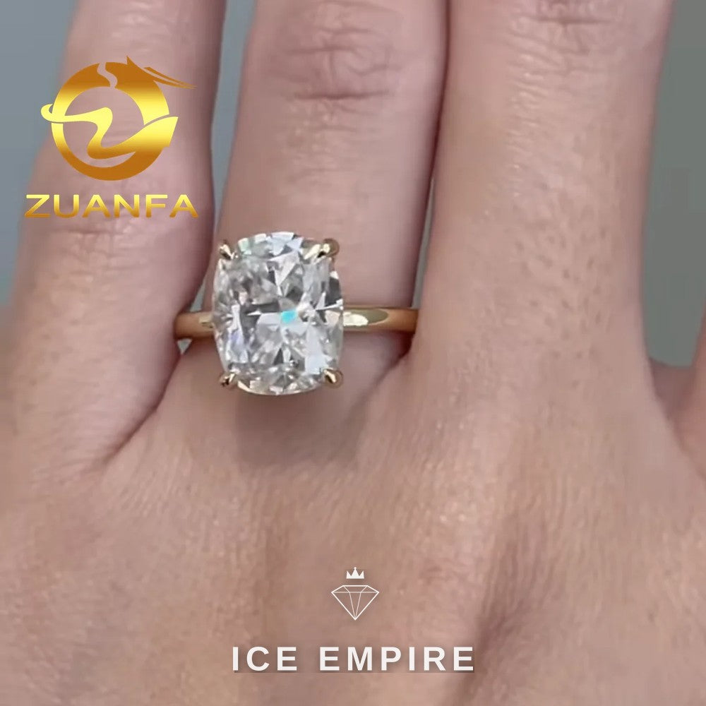 Iced Out 10K Gold Moissanite Engagement Ring