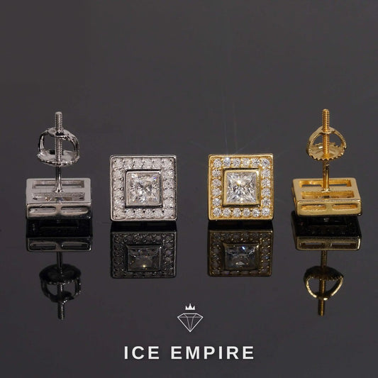 Iced Out 925 Silver Moissanite Stud Earrings