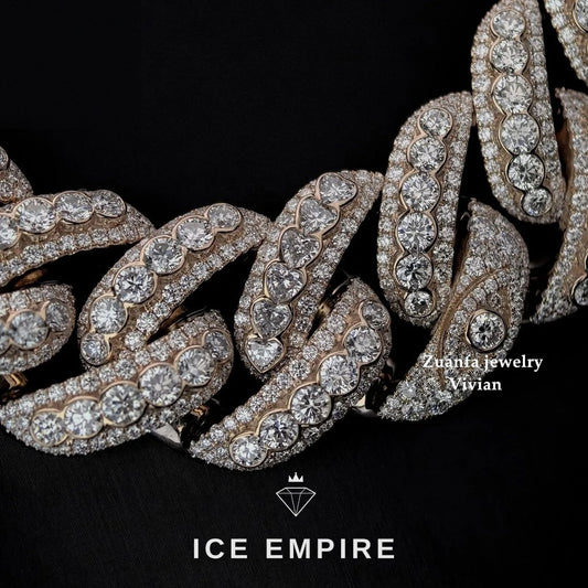 Iced Out Rose Gold Plated Moissanite Cuban Chain