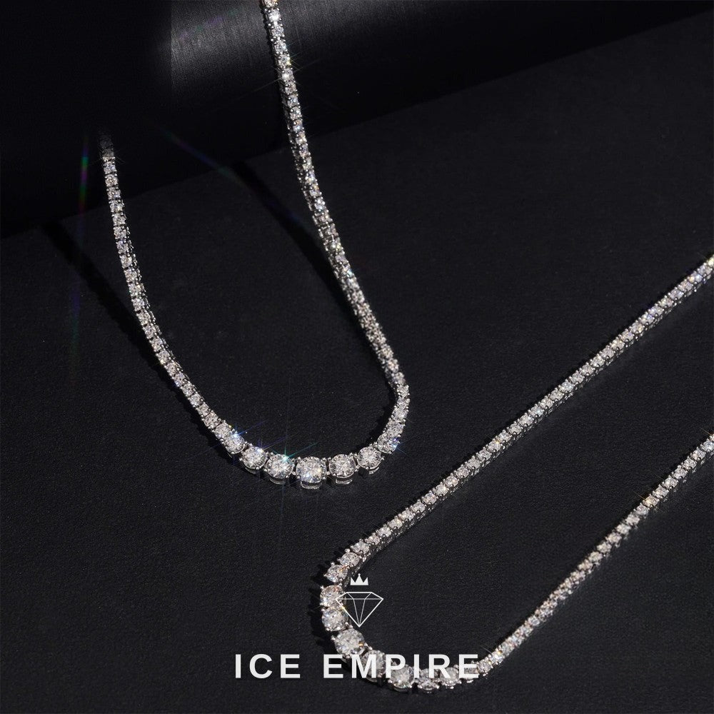 Iced Out Cluster 925 Silver Moissanite Cuban Chain
