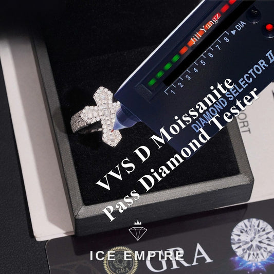 Iced Out Baguette Rose Gold Plated Moissanite Ring