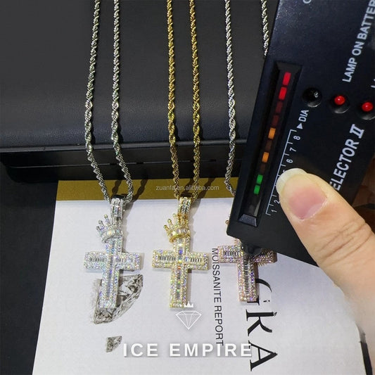 Iced Out Baguette Rose Gold Plated Moissanite Pendant