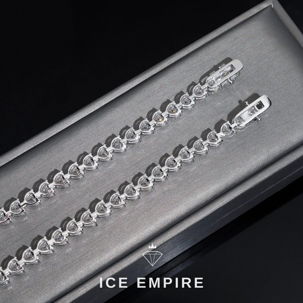 Iced Out Heart 925 Silver Moissanite Tennis Chain