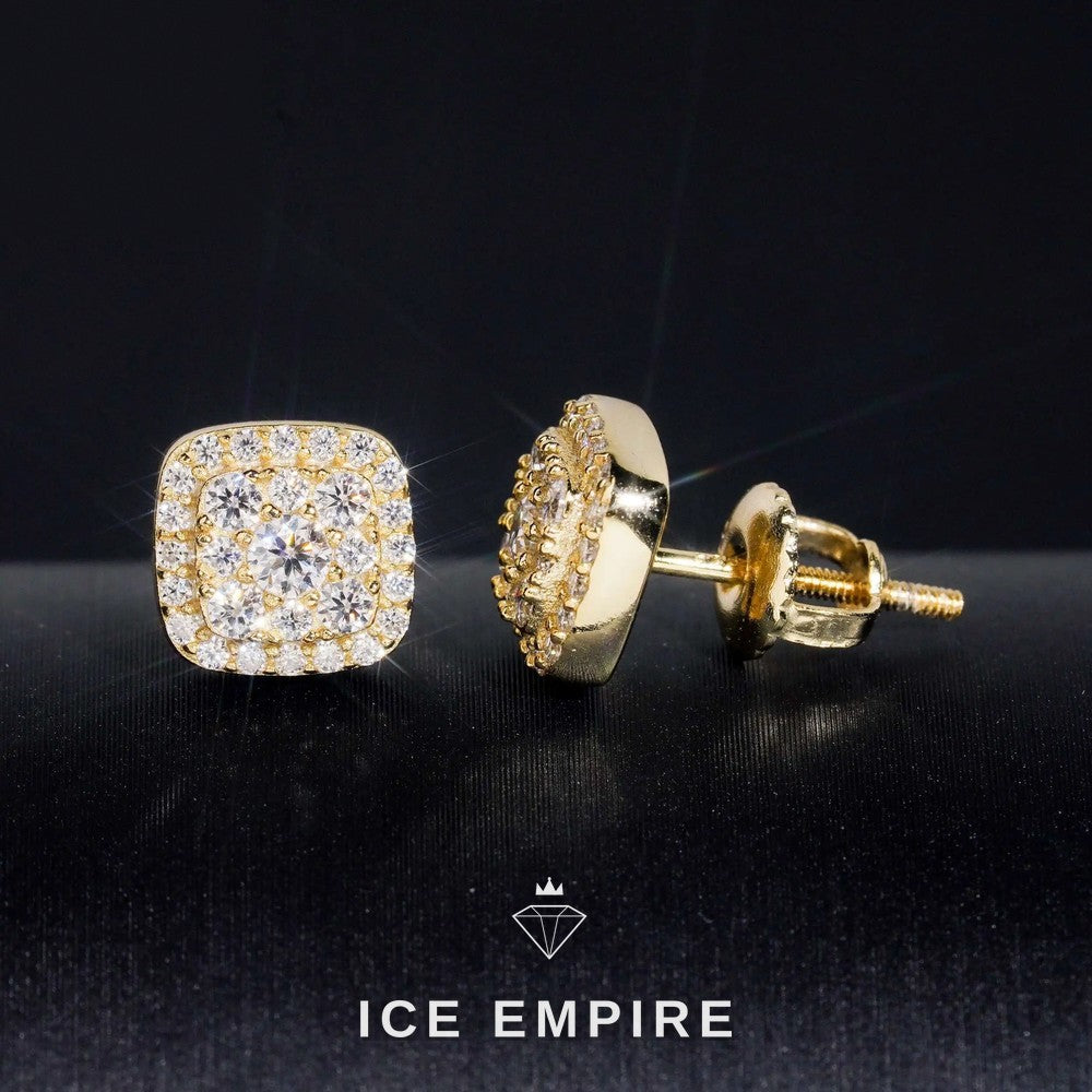 Iced Out 925 Silver Moissanite Stud Earrings