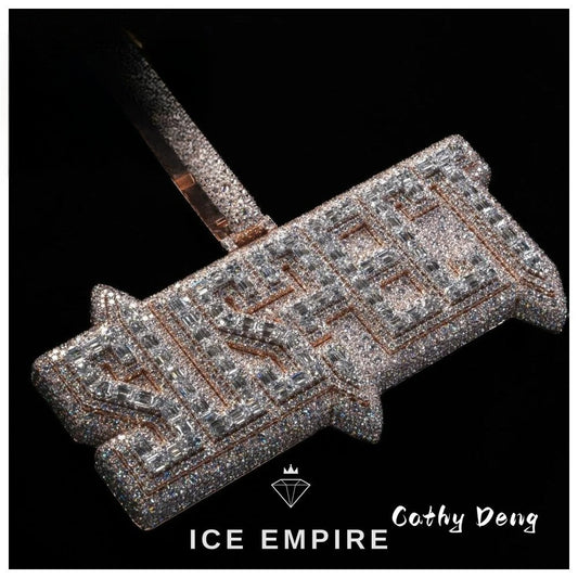 Iced Out Baguette Rose Gold Plated Moissanite Cuban Chain