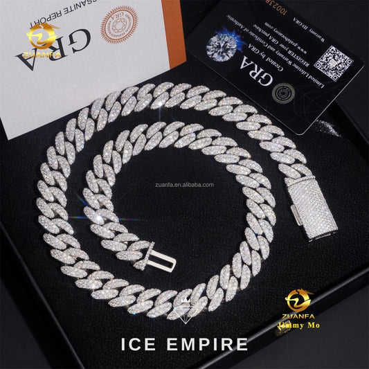 Iced Out 925 Silver Moissanite Cuban Chain