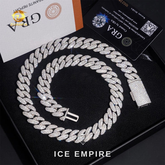 Iced Out 925 Silver Moissanite Cuban Chain