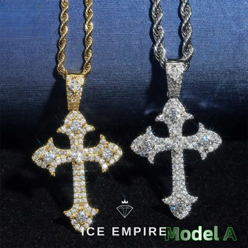 Iced Out Cross 925 Silver Pendant