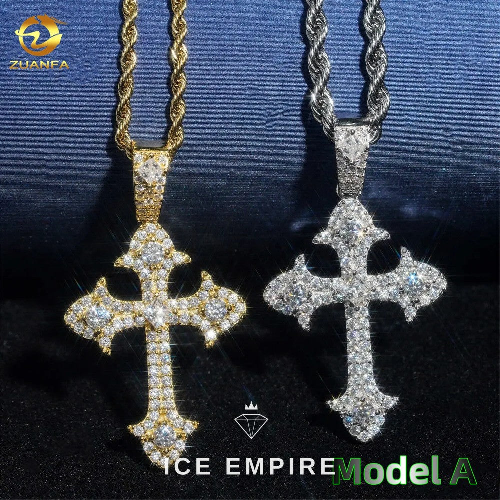 Iced Out Cross 925 Silver Pendant