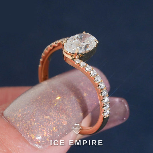 Iced Out 14K Gold Lab Grown Diamond Engagement Ring