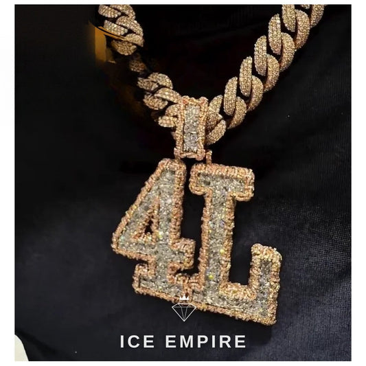 Iced Out Baguette Rose Gold Plated Moissanite Pendant