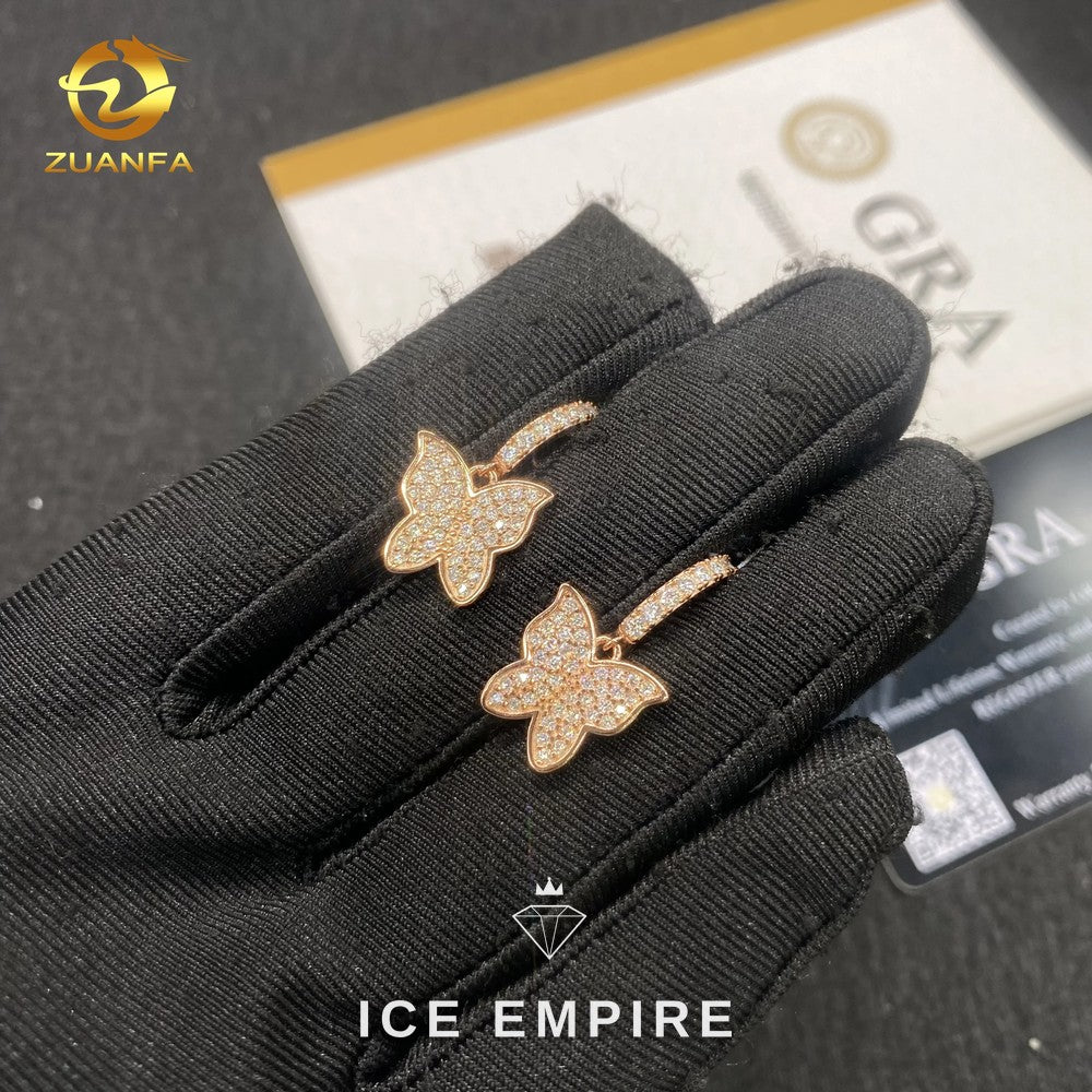 Iced Out 925 Silver Moissanite Hoop Earrings