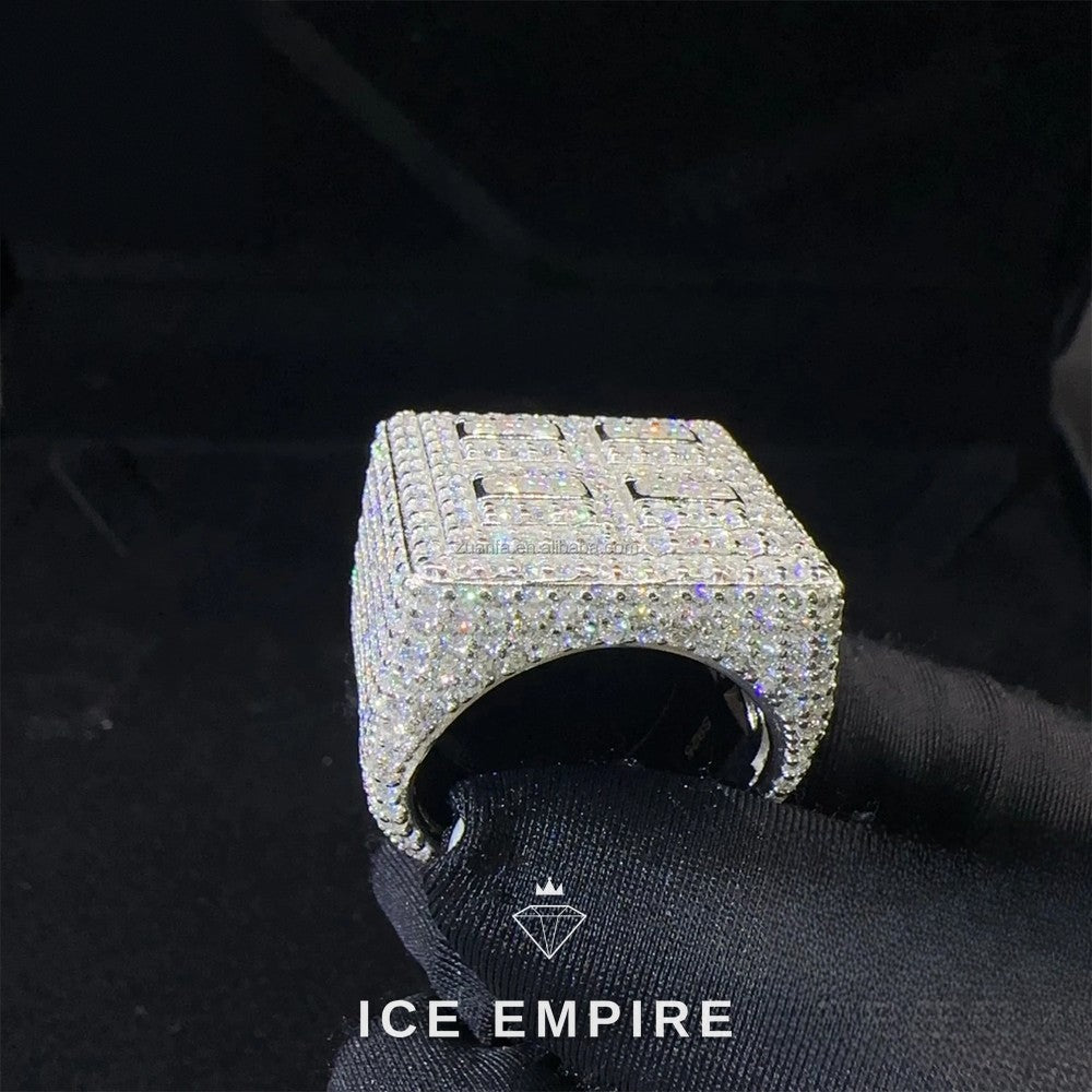 Iced Out 925 Silver Moissanite Ring