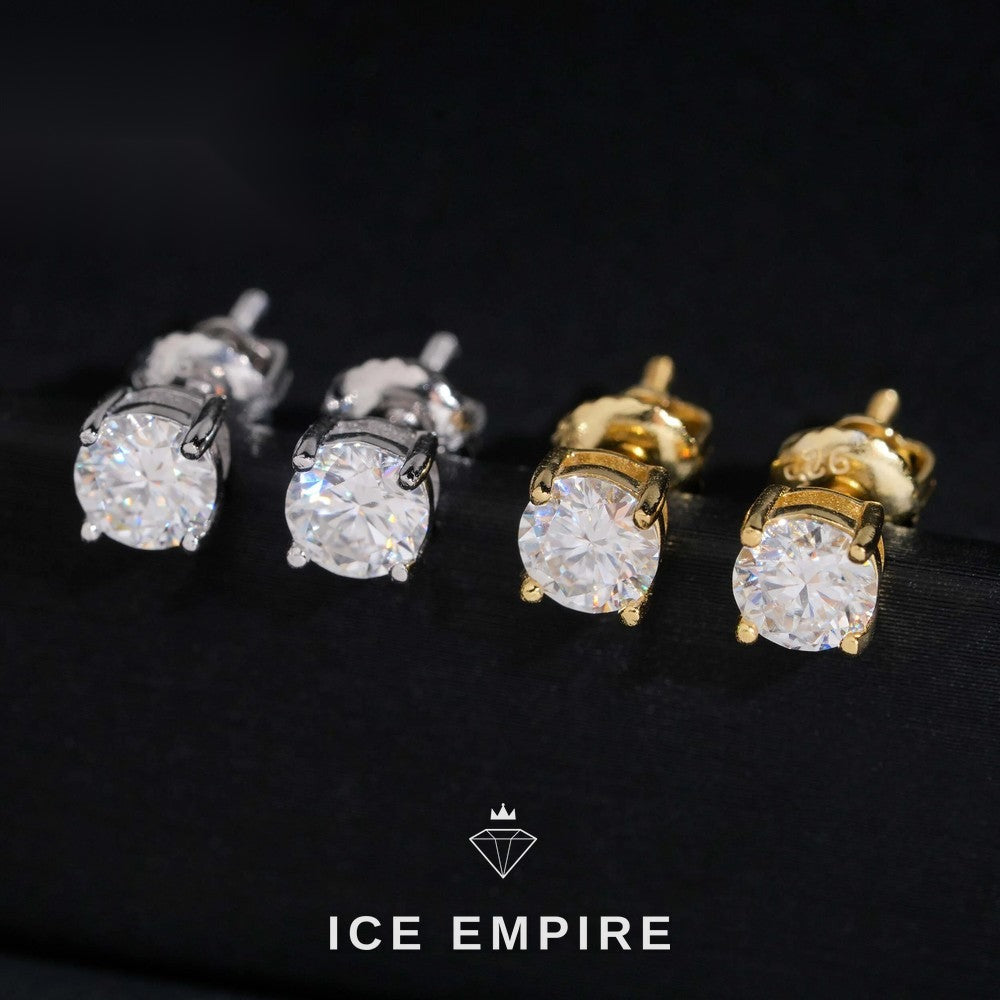 Iced Out 925 Silver Moissanite Stud Earrings