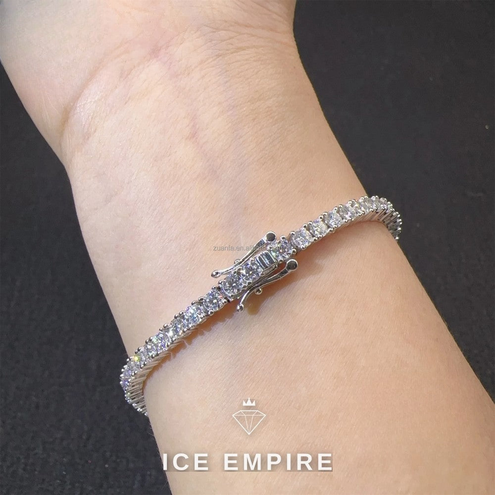 Iced Out 925 Silver Moissanite Tennis Chain