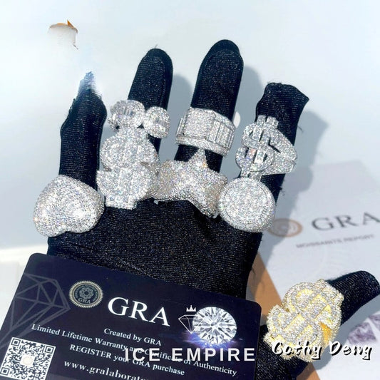 Iced Out Heart 925 Silver Moissanite Ring