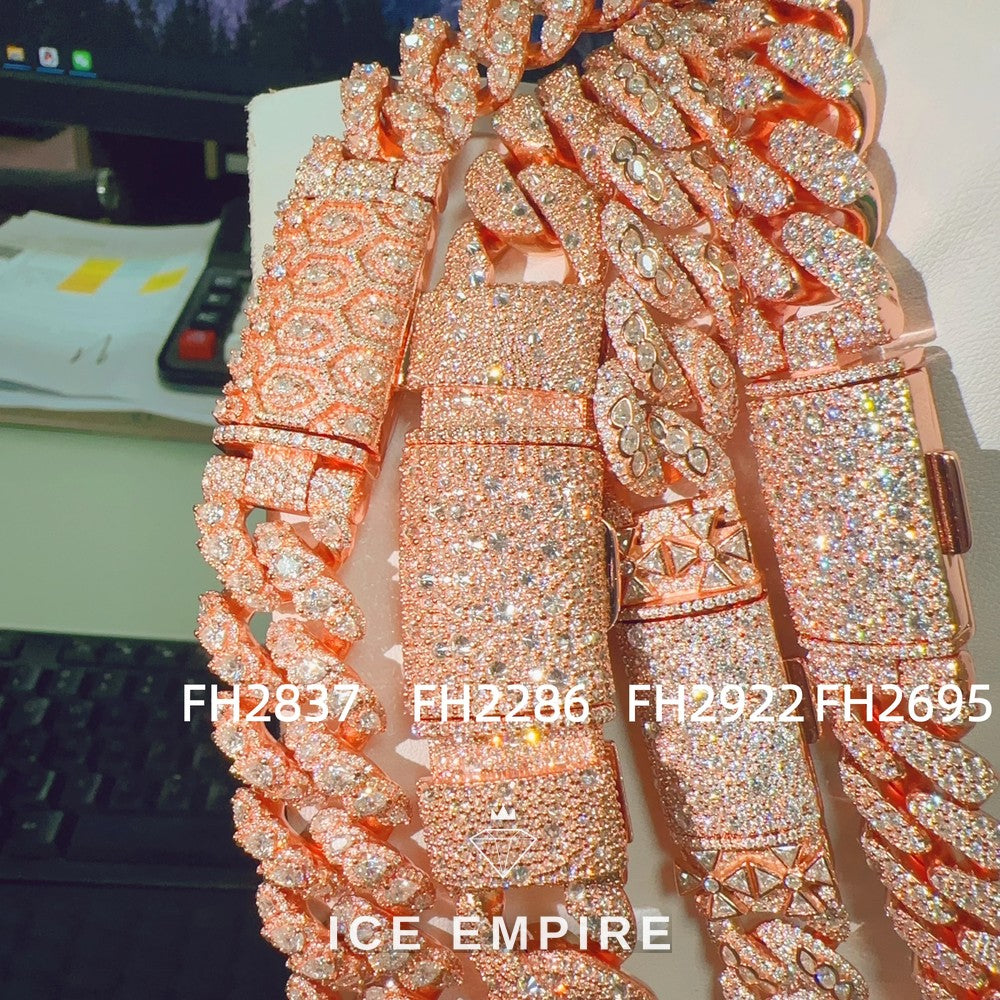 Iced Out Rose Gold Plated Moissanite Cuban Chain