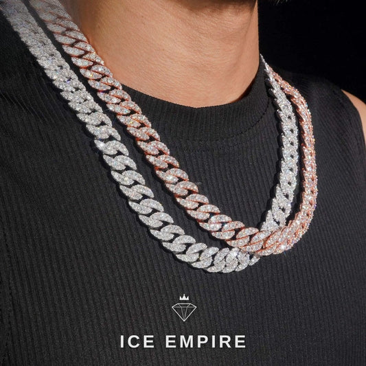 Iced Out Rose Gold Moissanite Cuban Chain
