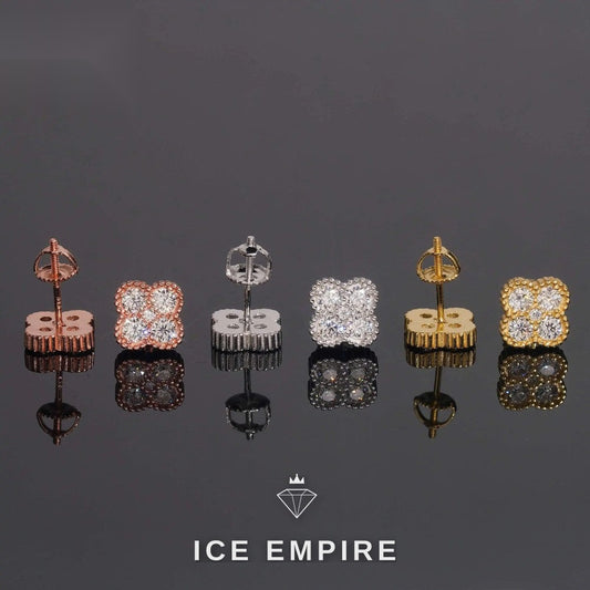 Iced Out 925 Silver Moissanite Stud Earrings