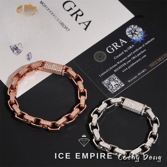 Iced Out 925 Silver Moissanite Cuban Chain