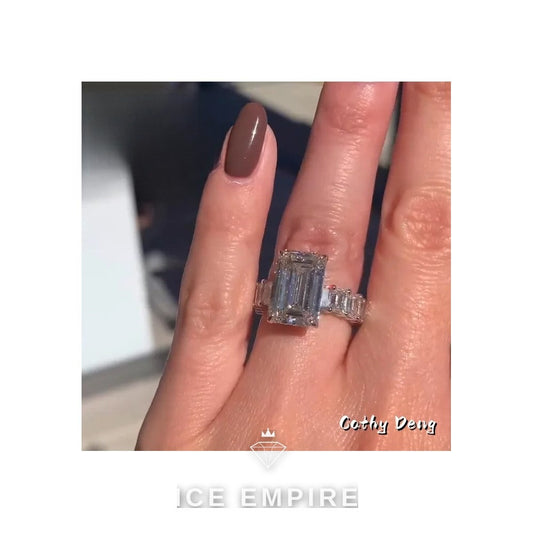 Iced Out 18K Gold Moissanite Engagement Ring