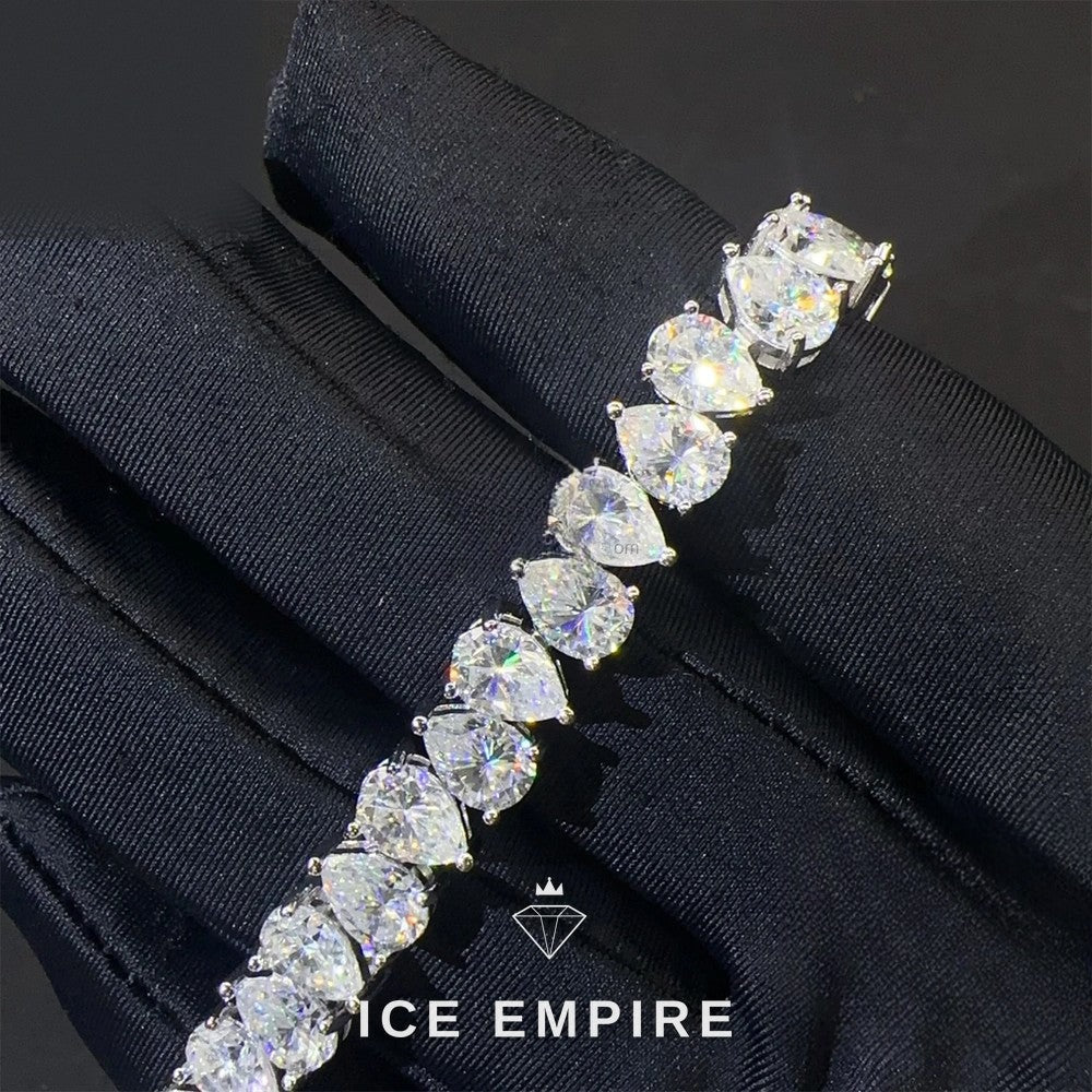 Iced Out Cluster 925 Silver Moissanite Tennis Chain