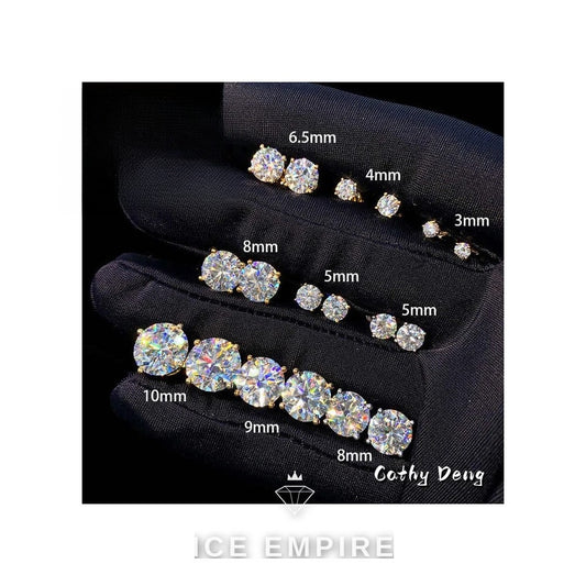 Iced Out Rose Gold Plated Moissanite Stud Earrings