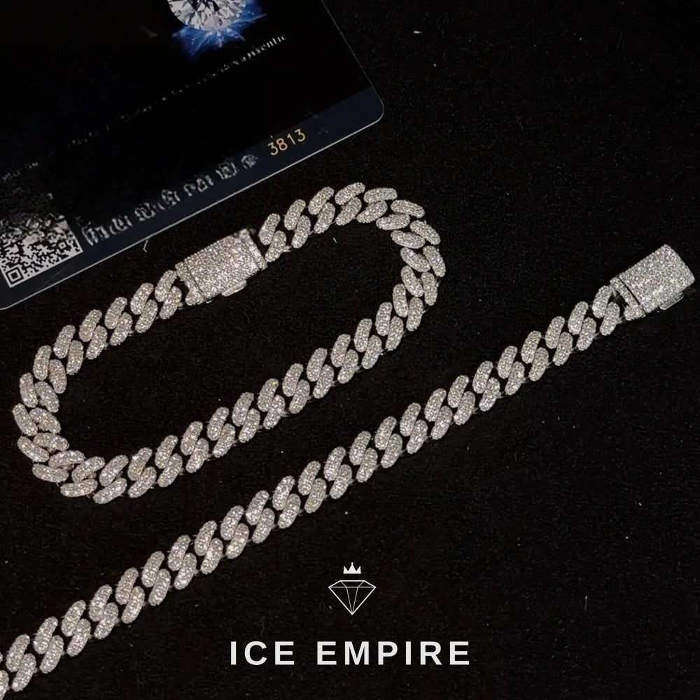 Iced Out 925 Silver Moissanite Cuban Chain