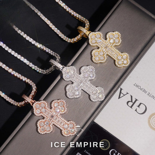 Iced Out Baguette 925 Silver Pendant