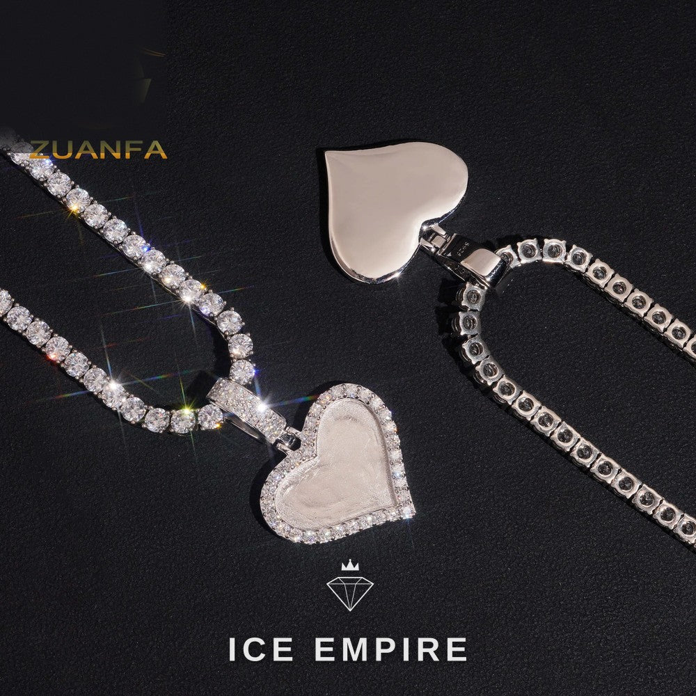 Iced Out Heart Rose Gold Plated Moissanite Pendant