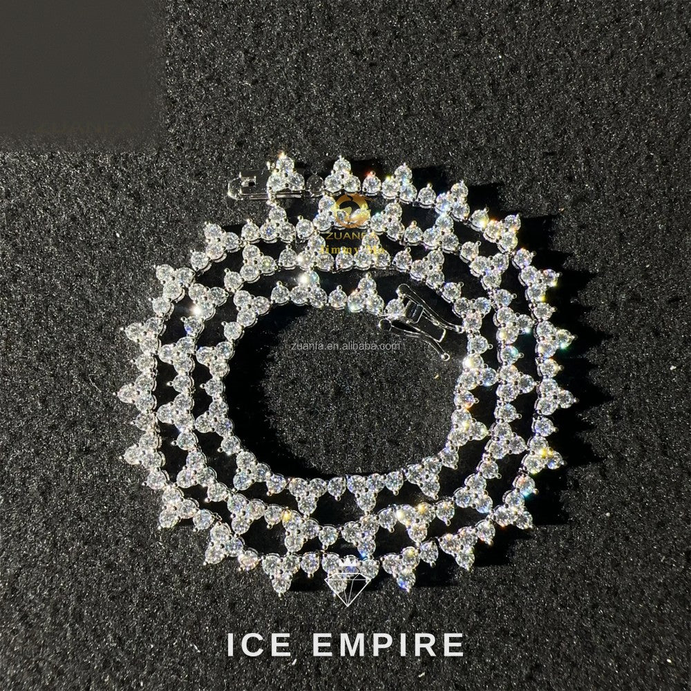 Iced Out Cluster Rose Gold Plated Moissanite Cuban Chain