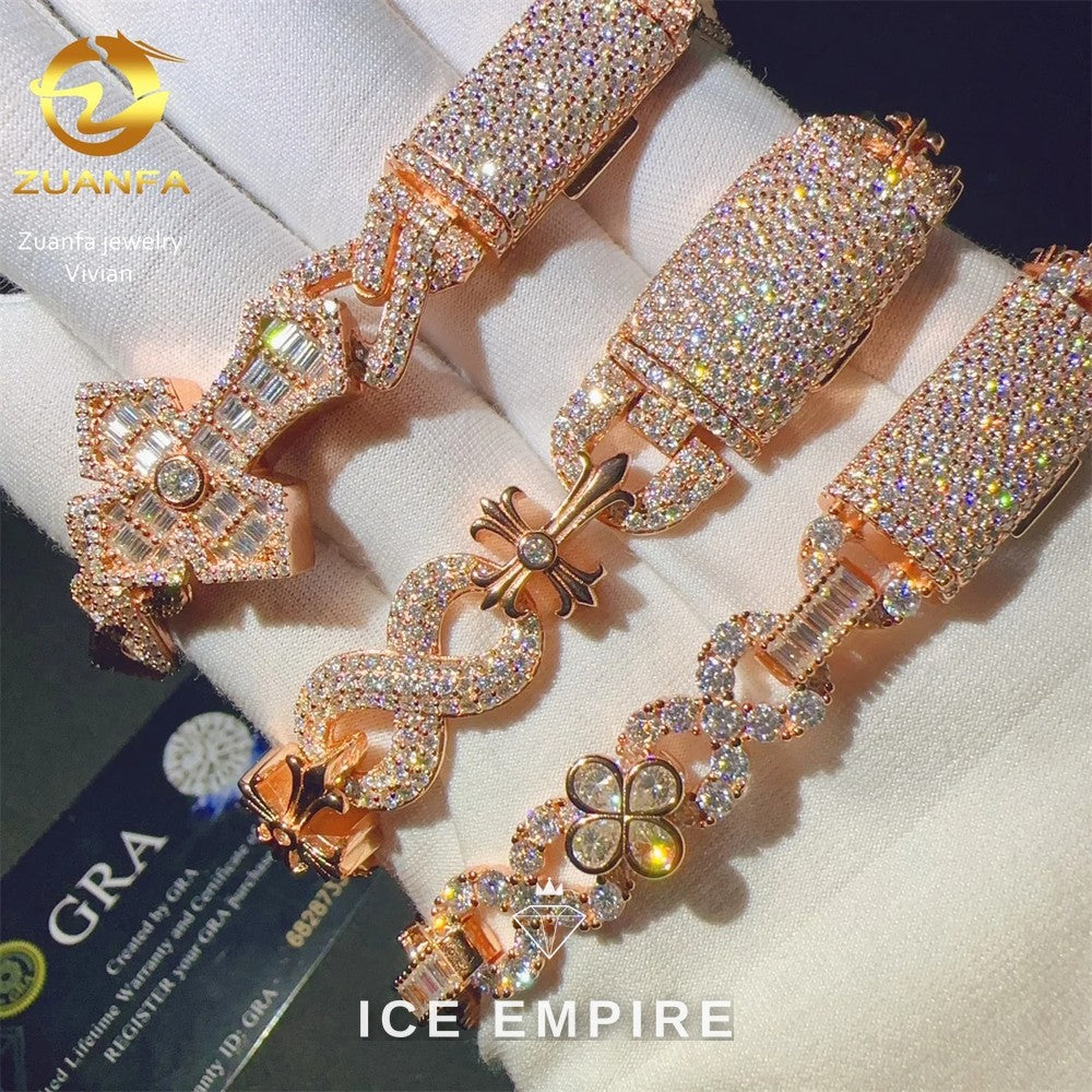 Iced Out Rose Gold Plated Moissanite Cuban Chain